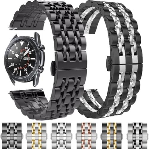 Stainless Steel Wristband For Samsung Galaxy Watch 3 LTE 41mm 45mm Strap Bracelet for Gear Sport/S2 S3 42mm 46mm 20mm 22mm Bands