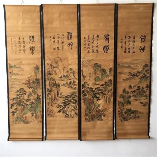 Four-couplet fresco landscape figure yaletu living room decoration hanging paintings simulation celebrities archaize do old Chin