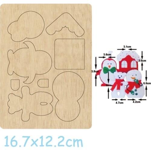 Christmas House/Snowman/Penguin/Polar Bear Xmas Cut Wood Dies Die Cut Wood For DIY Earrings/Headwear/Pendants/Keychains 2020 New
