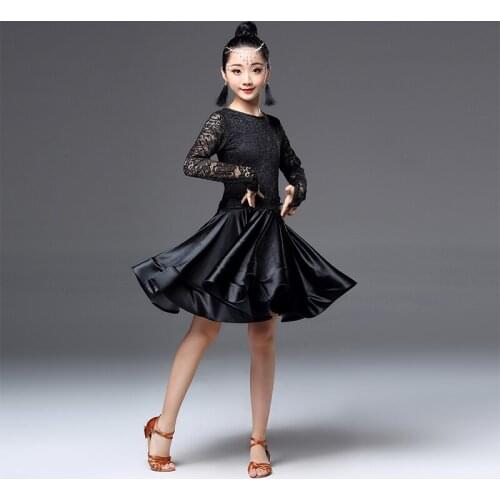 Modern Girl Latin Dance Dress Ballroom Child Professional Competition Dancewear Kids Dance Costumes Salsa Tango Practice Dress