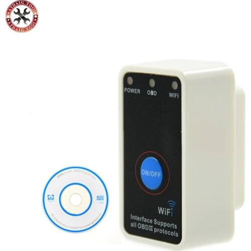Super Mini ELM327 Wifi ELM 327 2016 New White OBD2 OBD ii CAN-BUS Diagnostic Tool+Switch Works on Android Symbian Windows