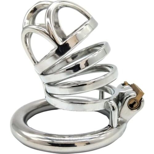 Mens Metal CB Chastity Cage Lock Rings Stainless Steel Penis Cover Anti Derailment Jj Lock Adult Penis Lock Sex Toys for Men