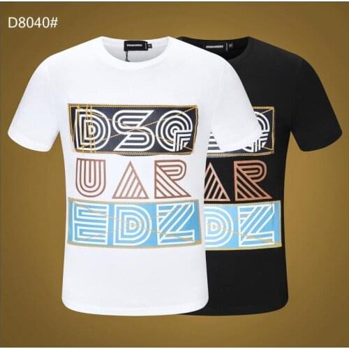 DSQUARED2-Casual Pure Cotton Men Women T-shirt Round Neck Short Sleeve Shirt Black and White Color DSQ Europe 2021 D8040