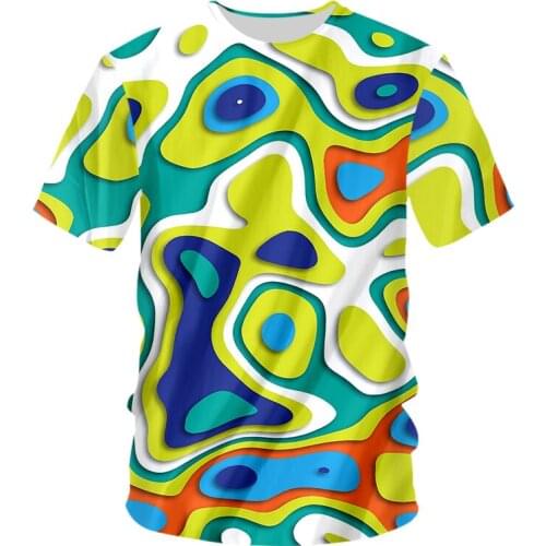 IFPD EU/US Size New Paint Color Pattern O-Neck T-shirt Summer Men 3D Printing Dizziness Tshirt Personality Streetwear Casual Top