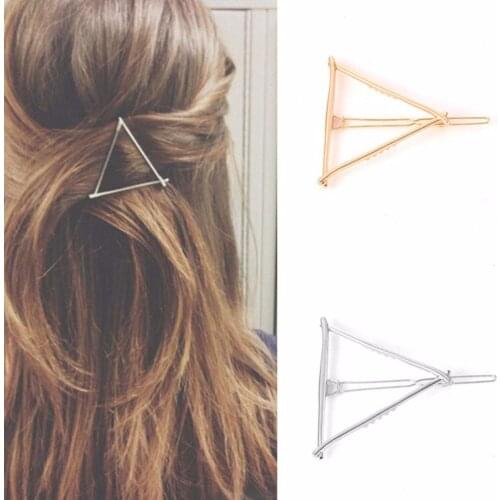 JETTINGBUY womens christmas gifts gold silver plated metal triangle hair clip jewelry for women accessories pinzas de pelo