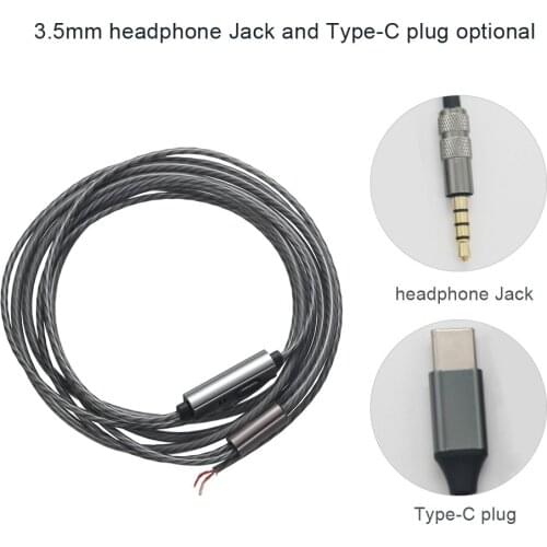 Earphone Cable with Mic Pure Copper Wire Replacement Type-C Male Jack to Bare End Headphone Cable Semi-finished Headset Cable