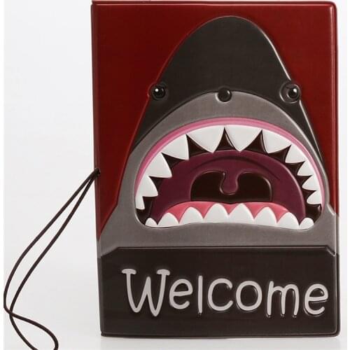 PVC Leather 3D Thick The sharks mouth Passport Holder,Travel Passport Cover ID Credit Card Holder SIZE:10*14CM