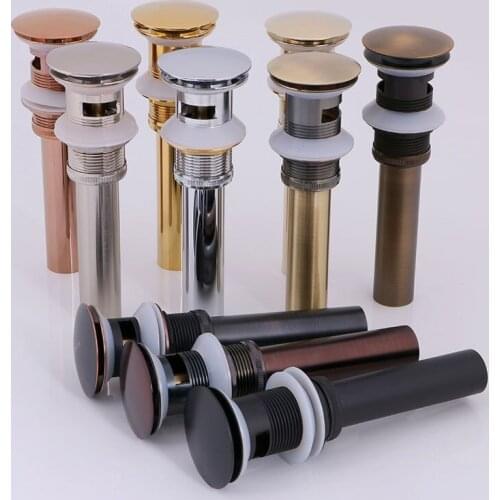All colours brass bathroom basin drainer Pop Up Drain with Overflow or without Overflow