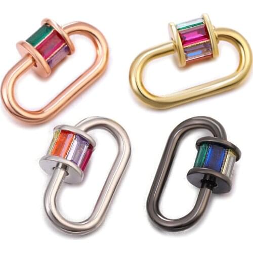 Copper Bracelet Buckle Jewellery Making Supplies Zircon Crystal Spiral Clasps Pendant Necklace for Accessories DIY Fine Jewelry