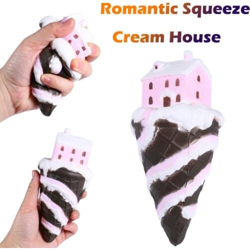 2019 Cute Artificial squishy Cream Jumbo Strawberry Hot Ice Cream House Gifts Soft Slow Rising Squeeze Relieve Stress Toy Drop