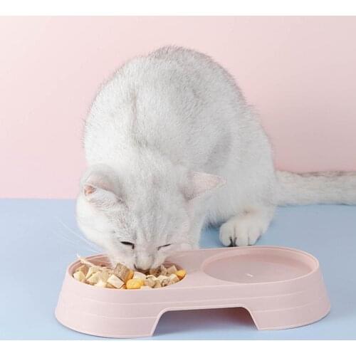 Pet Bowl PP Candy Solid Color Pet Dog Cat Puppy Feeder Double Bowl Water Food Holder Pet Products Cat Supplies
