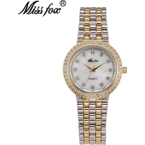 Miss Fox Famous Brand Diamond Water Quartz Women Watches Fashion 18k Golden Ladies Bracelet Watch Relogio Feminino Reloj Mujer