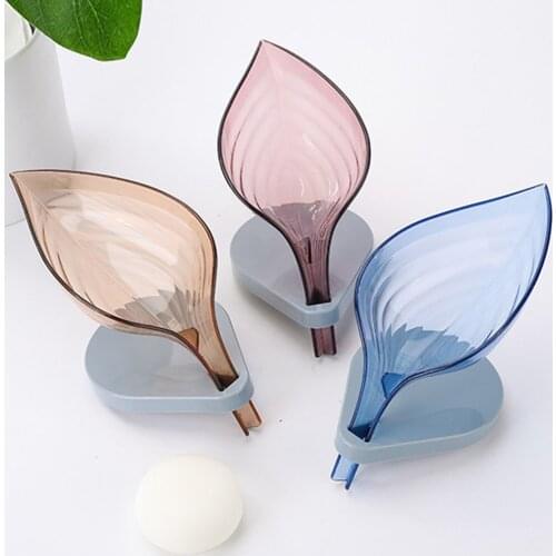 Leaf Soap Dish Creative Soap Box Leaf Shaped Soap Holder with Suction Base Multiple Colors Optional Creative and BeautifulBox