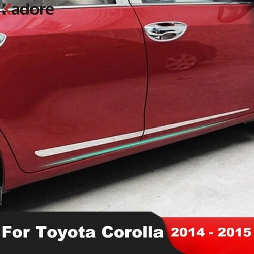 Side Door Trim For Toyota Corolla 2014 2015 Stainless Steel Door Strip Molding Stream Panel Bumper Hoods Car Styling Accessories