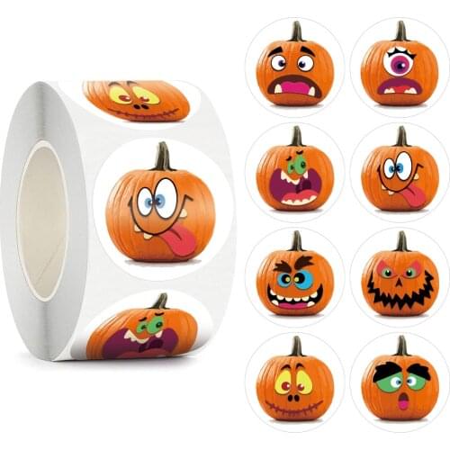 50-500pcs stickers Halloween Decoration For Home Ghost Pumpkin Gift for Kids trick or treat bags Sealing label For Candy Deco
