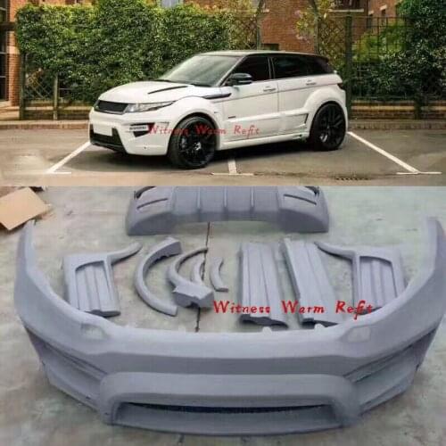 PU unpainted Car body kit Front Rear bumper Side skirts Round eyebrows For Land Rover Range Rover Evoque Car Styling 14-17