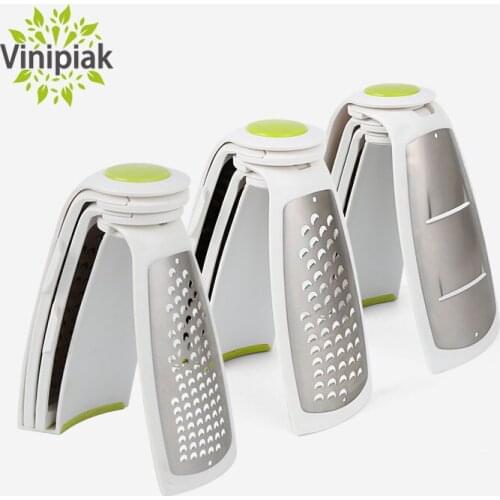 New Folding 3 Stainless Steel Blades Vegetable Pasta Spaghetti Food Slicer Carrot Zucchini Portable Grater Kitchen Accessories