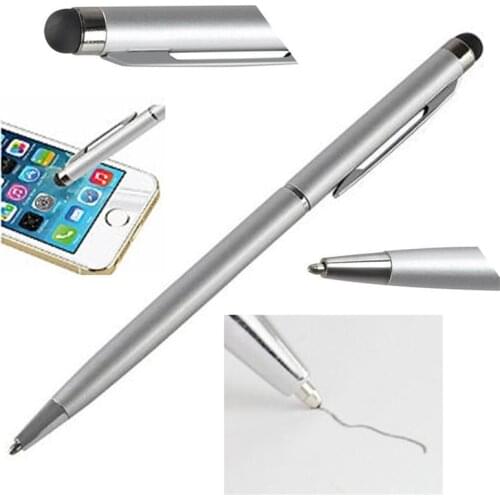 New High Quality 2 in 1 Mini Metal Capacitive Touch Pen Stylus Screen For Phone Tablet Laptop Built-in Ballpoint Pen