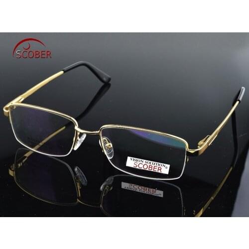 2019 Glasses Men = Scober Alloy Semi-rim Frame Commercial Custom Made Optical Prescription Myopia Glasses Photochromic -1 To -6