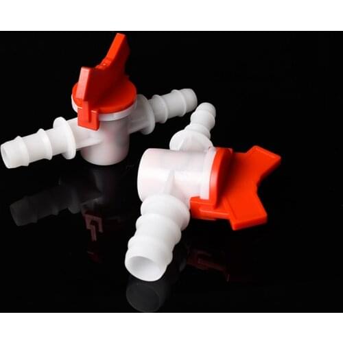Plastic 2 Way Ball Valve Equal Reducing Quick Connector for Drip Irrigation Garden Aquariums 4/6/8/10/12/16/20/25mm Hose Barb
