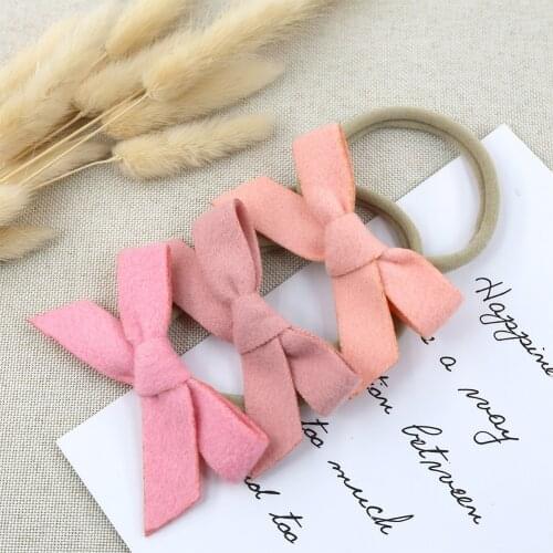 3pcs/lot Elastic Nylon Rubber For Girls With Bow Small Cute Soft Hairbands Hair Rope Kids Accessories No Clips