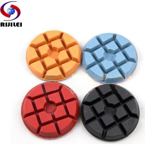 RIJILEI 4 PCS 3Inch Diamond floor Polishing Pad 80mm Resin Polishing Disc For Concrete Marble,Granite Abrasive Tools 3FP2-3