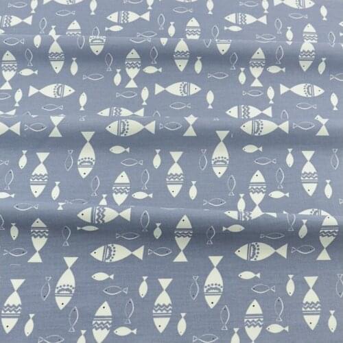 Patchwork Fish Cotton Fabric Grey Tecido Textile Sewing Tissue Cloth Craft Teramila Fabrics Bedding Quilting Home Decoration