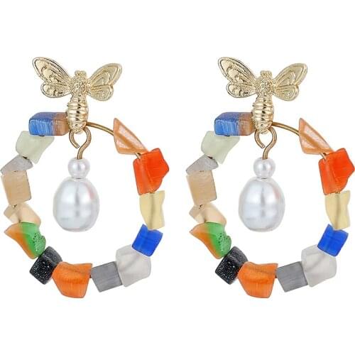 CHUNSHI EMO Gypsy Fashion Simple Gold Bee Color Gravel Accessories Exquisite Design INS Style Creative Minority Womens Earrings