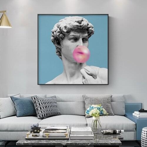 Funny Art Sculpture of David Wall Art Posters And Prints David with Balloon Canvas Paintings Canvas Art Pictures For Living Room