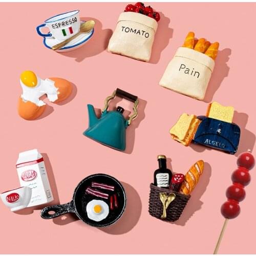 10Pcs/Lot 3D Cute Cartoon Food Fridge Magnet for Kids Home Decor Resin Strong Magnetic Sticker for Refrigerator Decoration