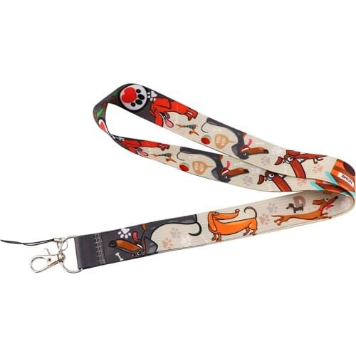 10pcs/lot J2994 Cartoon Dachshund Lanyard For Keys Phone Strap Lanyard Neck Strap Keychain Lanyard ID Badge Holder For Dog Lover