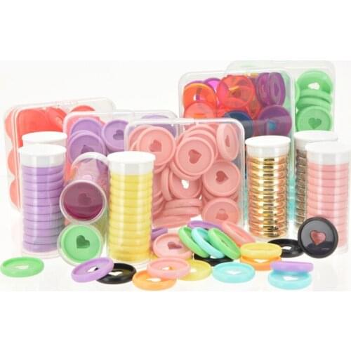 11pcs 28mm Heart Binding Buckle Notepad Disc Ring Mushroom Hole Ring Golden Plastic Disc Hoop Binder Accessories School Supplies