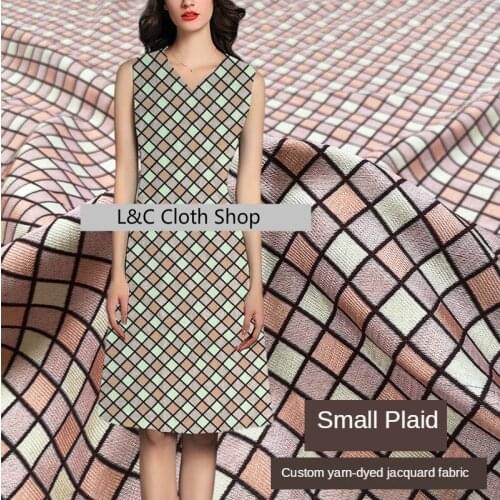143*50CM classic small checkered jacquard dress fabric spring and summer shorts suit windbreaker fashion tapestry cloth