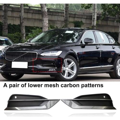 2Pcs Fog Light Grille Easy Installation Waterproof Carbon Grain Wear Resistant Front Bumper Grill 31425447 31425446 for Volvo S9
