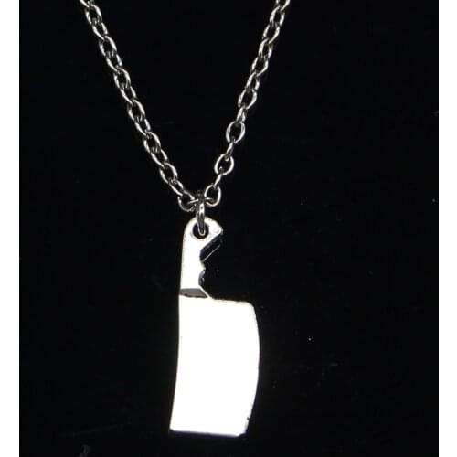 20pcs New Fashion Necklace 23x9mm kitchen knife meat cleaver Pendants Short Long Women Men Colar Gift Jewelry Choker