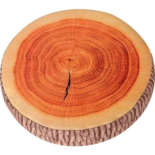 3D Creative Simulation Wood Pillow Stump Cushion Round Chair Seat Cushion Sofa Pillow Chair Cushion Home Office Decoration 1pc