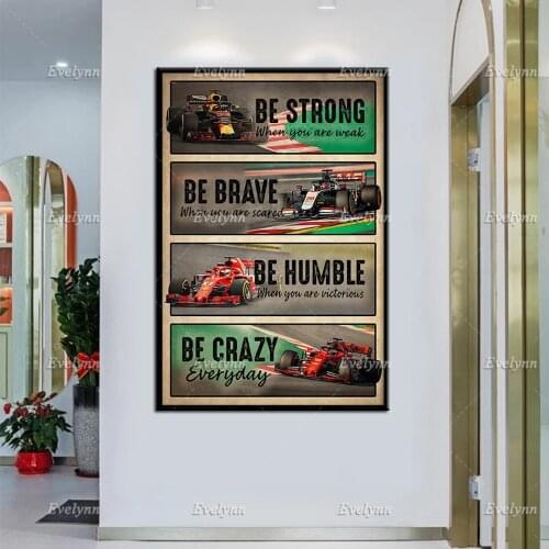 Auto Racing Driver Race Car Retro Poster Be Strong When You Are Weak Wall Art Prints Home Decor Canvas Unique Gift