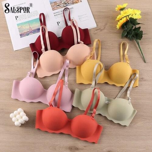 Women Push Up Bra Seamless Wireless Bralette Sexy One-Piece Detachable Shoulder Strap Lingerie Comfortable Solid Bra