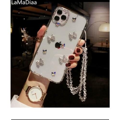 Luxury Bling Glitter Cute Rhinestone Bow Phone Case For Samsung S6 S7 S8 S9 S10 S20 S21 PLUS Note 5 8 9 10 20 TPU Clear Cover