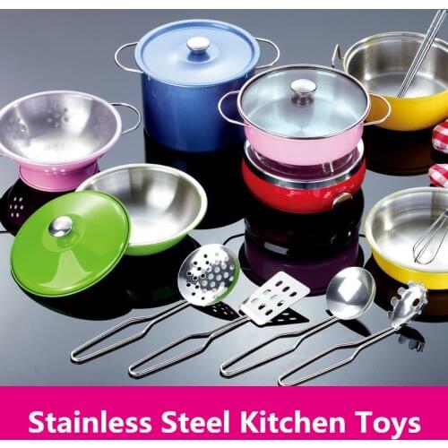 40pcs Stainless Steel Kids House Kitchen Toy Cooking Cookware Children Pretend Play Kitchen Playset - Silver Toys For Children