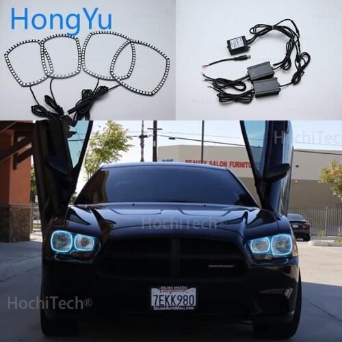 For Dodge Charger 2011 - 2014 Angel Eye Halo Rings Latest Headlight Multi-color RGB LED Angel Eyes Halo Ring Eye Remote Control