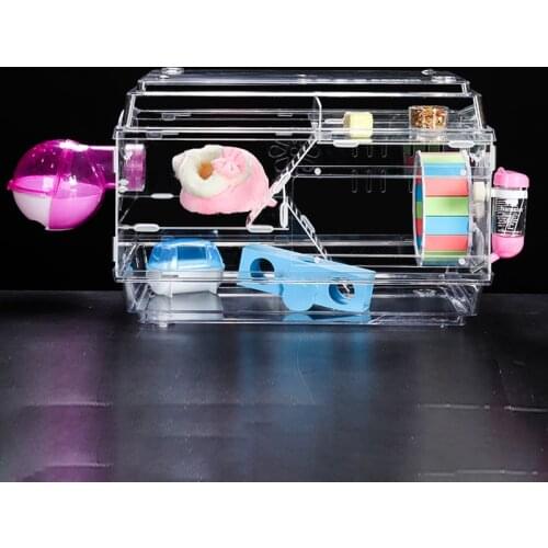 Hamster House Acrylic Oversized Villa Tray-style Package Guinea Pig Cage Transparent Small Pet Feeding Box Single Double Layer