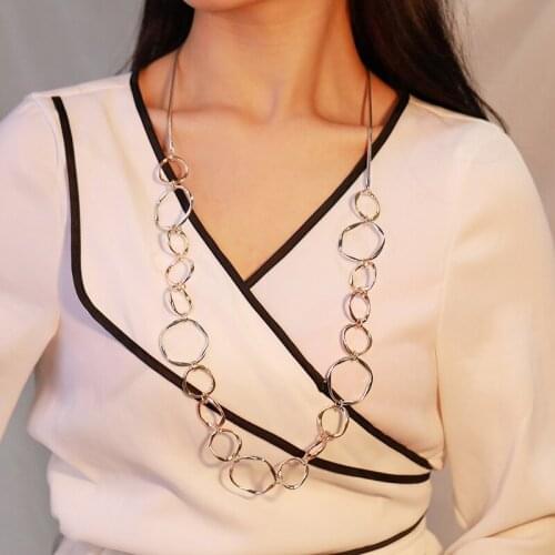 ABDOABDO Irregular Round Necklace Collier Geometric Twist Pattern Ladies Stainless Steel Necklace Simple Ladies Jewelry