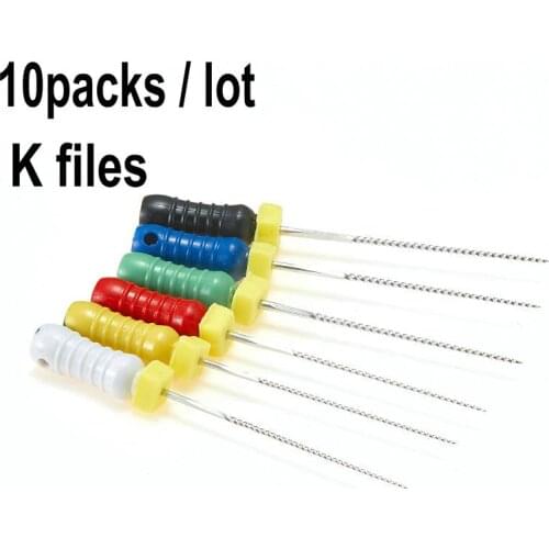 Dental K files instrment tool stainless steel root canal endo files dental handuse stainless steel K H R dentistry 10 packs