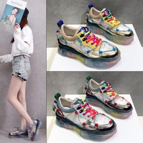 Sneakers for Women 2021 Mixed Colors Women Fashion Sneakers Trend Platform Sneakers Lace Up Designer Sneakers Women Luxury Shoes