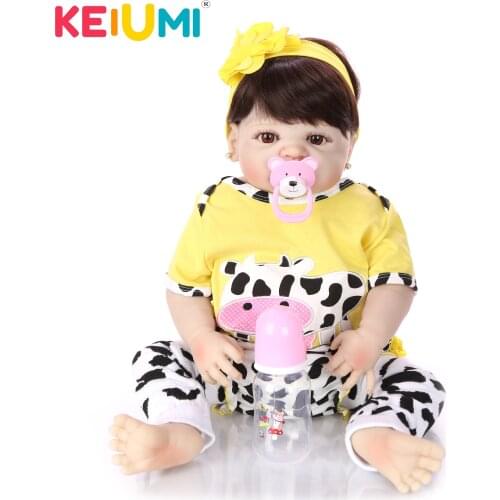 KEIUMI Collectible 57CM Reborn Baby Dolls Full Vinyl Body So Truly Like Girl Alive Doll In Brazil Toddler bebe Toy Birthday Gift