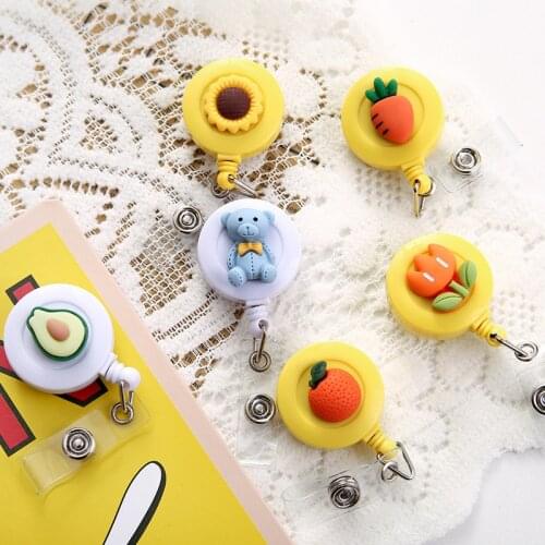 Cute Card Cover Clip New Design Silicone Retractable Student Nurse Badge Reel Clip Cartoon ID Card Badge Holder Accessories