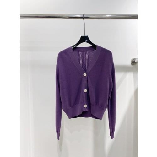 Fashion 2021 new women long-sleeved sexy casual solid color wool cardigan 0402