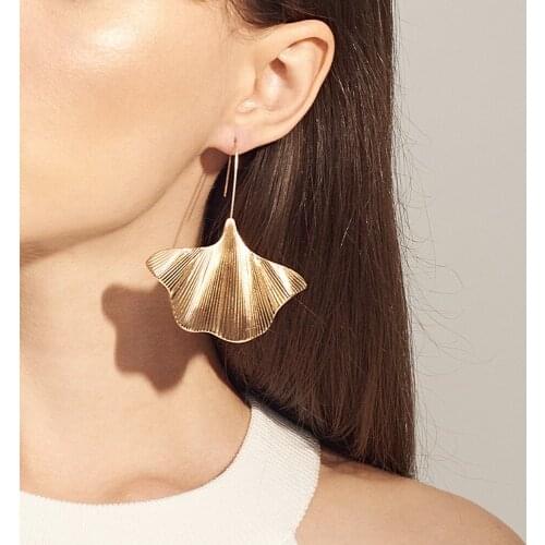 Fashion Gaga Delicate Alloy Leaf Shape Hook Earrings Boho Exaggerated Good Luck Plant Series Dangle Earrings for Women