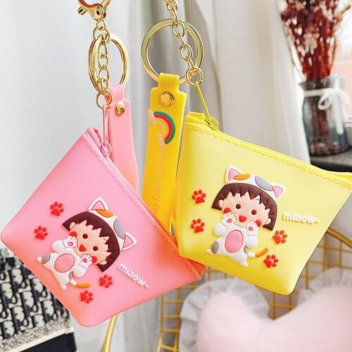 Trendy Portable Silicone Coin Purse Keychains Creative Anime Shape Keychain for Women Cute Cartoon Bag Pendant Key Rings Gifts
